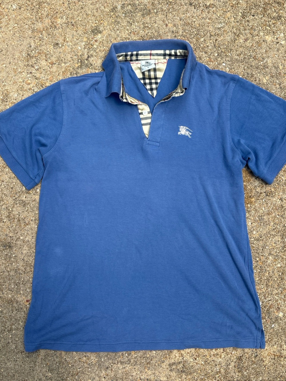 Vintage Y2K Burberry London blue polo shirt with embroidered logo